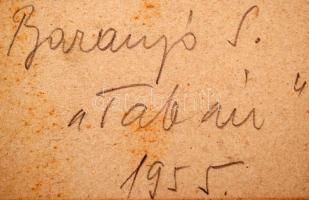 Baranyó Sándor (1920-2001): Szolnoki kikötő. Akvarell, papír, jelzett, üvegezett keretben, 29×39 cm