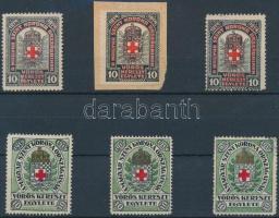 1914 Vöröskereszt Egylet 6 db segélybélyeg