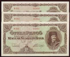 1945. 50P (3x) kevés ugrású sorszámokkal T:I