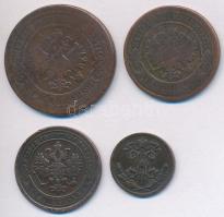 Orosz Birodalom 1869. 1k Cu + 1887. 2k Cu + 1896. 1/2k Cu + 1900. 3k Cu T:2-
Russian Empire 1869. 1...