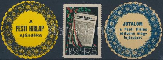 Pesti Hírlap 3 db klf reklámbélyeg