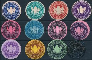 1873 Budapest Székes Főváros Tanácsa 12 db klf pecsétbélyeg