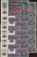 1915. 10K piros, függőleges "Deutschösterreich" fny-sal (11x) egymásutáni sorszámozással! T:I,I- néhányon alig észrevehető sarokhajlás, nem törés!