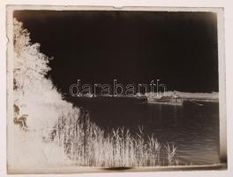 1905 Siófok, halászhajók a Balatonon üvegnegatív, 9x12cm