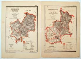 cca 1880-1900 4 megye közigazgatási térképe(Békés, Ugocsa, Ung és Bereg megye), metszette és nyomta ...
