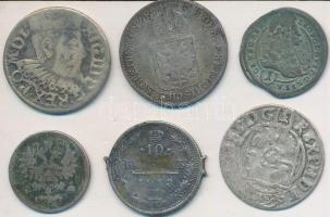 7db vegyes külföldi rossz minőségű ezüstpénz, közte Orosz Birodalom 1901. 5k Ag + 1913. 10k Ag T:3,3-