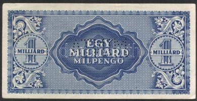 1946. 1000.000.000Milpengő "MINTA" lyukasztással és erősen lecsúszott előlapi nyomattal T:...
