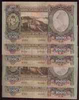 1943. 1000P "Szálasi" (5x) 2x kevés ugrással, 3x egymásutáni sorszámokkal, papírráncokkal