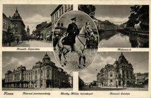 Kassa, Kossuth Lajos utca, Malomárok, Katonai parancsnokság, Nemzeti színház, Horthy Miklós / street, military office, theatre, Horthy (EK)