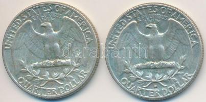 Amerikai Egyesült Államok 1964D 1/4$ Ag "Washington Quarter" (2x) T:2-
USA 1964D 1/4 Doll...