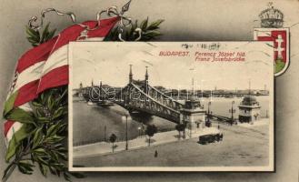 Budapest, Ferencz József híd, zászló, címer