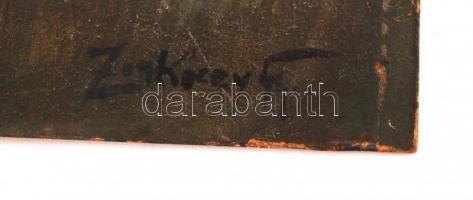 Zorkóczy jelzéssel: Erdő részlet. Olaj, karton, 35×45 cm