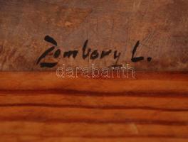 Zombory jelzéssel: Tehenek. Olaj, fa lemez, 12×19 cm