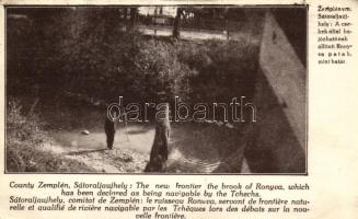 Sátoraljaújhely, Csehek által hajózhatónak állított Ronyva patak, mint határ; Magyar Nemzeti Szövetség kiadása