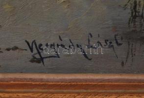 Neogrády jelzéssel: Nyár fák a tónál. Olaj, farost, 33×48 cm