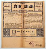 1924 Hotel Sándor Szálloda nyomtatványa, 24x22cm