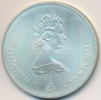 Kanada 1973. 5$ Ag "Montreali olimpia - Észak-Amerika térkép" T:1- Canada 1973. 5 Dollars Ag "Montreal Olympic Games - North American map" C:AU
