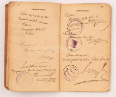 1905 Házalókönyv, sok érdekes pecséttel, kissé viseltes fedőborítóval