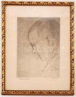 Olvashatatlan jelzéssel: Férfi portré. Rézkarc, papír, üvegezett keretben, 16×11 cm