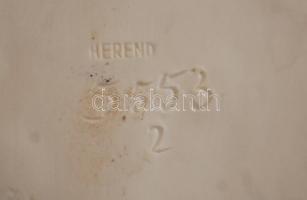 Herendi locsolkodó pár, fehér mázas, jelzett (mélynyomás), alján lepattanással, m:25 cm