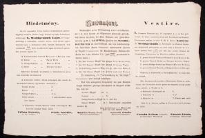 1849 A kolozsvári császári biztosság hirdetménye kinevezésekről, háromnyelvű (magyar, német, román), 40x50cm