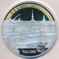 Észtország DN "Tallinn / Euro" ezüstözött, aranyozott fém emlékérem műanyag gyönggyel (70mm) T:PP ujjlenyomat Estonia ND "Tallinn / Euro" gilt, silver-plated metal medallion with plastic pearl (70mm) C:PP fingerprint