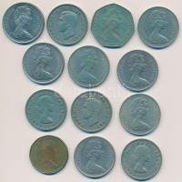 Nagy-Britannia 1948-1962. 2Sh Cu-Ni (4xklf) + 1969-1976. 10 New Pence (7xklf) + 1969. 50 New Pence + Kanada 1987. 1$ T:2,2- Great Britain 1948-1962. 2 Shilling Cu-Ni (4xdiff) + 1969-1976. 10 New Pence (7xdiff) + 1969. 50 New Pence + Canada 1987. 1 Dollar C:XF,VF