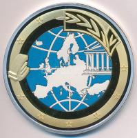 Lettország DN "Riga / Euro" ezüstözött, aranyozott fém emlékérem műanyag gyönggyel (70mm) ...