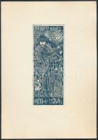 Kass János (1927-2010): ex libris, rézkarc. Lapméret: 14x21 cm