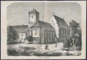 1857 Jászberényi templom, 14x19,5cm, fametszet a Vasárnapi Újság egyik 1857-es számából, jelzés nélkül