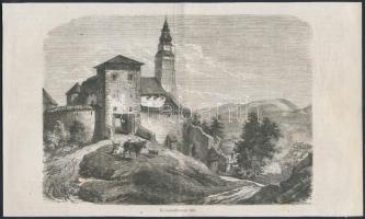1857 Körmöczbányai vár, 14x19,5cm, fametszet a Vasárnapi Újság egyik 1857-es számából, papír, jelzés nélkül