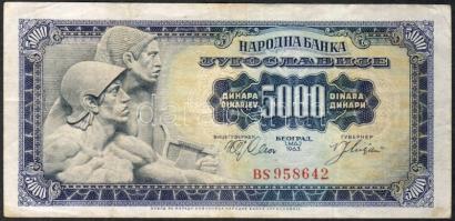 Jugoszlávia 1955. 100D T:I-, 500D T:II, 1000D T:I, 5000D (2x)  T:II