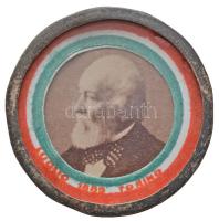 Olaszország / Torinó 1889. "Kossuth Lajos" fényképével ellátott fém jelvény (30mm) T:2 Italy / Torino 1889. Metal badge with the photo of "Lajos Kossuth" (30mm) C:XF