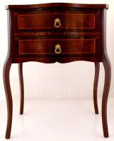 Biedermeyer stílusú fiókos asztalka, fenyő alapon dió funér,  m:72 cm 34×52 cm
