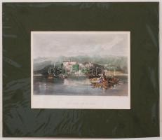 J. Sands: Isola Lecchi Lago di Guarda, Italy, Lago di Garda, színezett acélmetszet paszpartuban, szé...