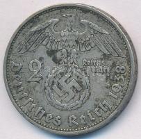 Német 3. Birodalom 1938A 5M Ag "Hindenburg" T:2- erős patina German Third Reich 1938A 5 Marks Ag "Hindenburg" C:VF strong patina