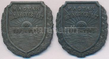 1943. "Magyar Úszóegyesület 50 éve 1893-1943" (2x) fém emlékplakettok (33,5x31mm) T:2