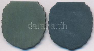 1943. "Magyar Úszóegyesület 50 éve 1893-1943" (2x) fém emlékplakettok (33,5x31mm) T:2