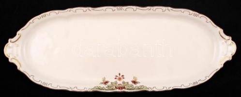 Zsolnay virágmintás süteményes készlet,porcelán desszert tányér 6db+ 1db sütemény kínáló tál, jelzet...