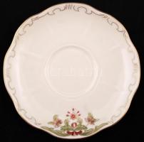 Zsolnay virágmintás, porcelán teás csésze és csészealj 7 személyre, hibátlan, jelzett