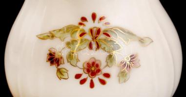 Zsolnay virágmintás, porcelán mikkás csésze és csészealj 7 személyre, hibátlan, jelzett