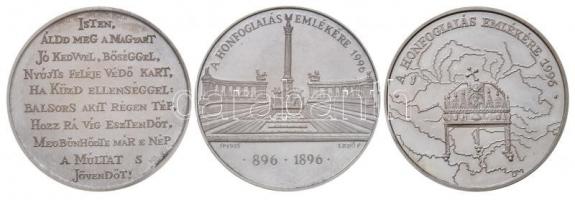 1996. "A magyarok honfoglalásának 1100 éves évfordulója emlékére" 3db klf Ag emlékérem dís...