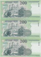 2006. 200Ft (3xklf) "FA","FB","FC" nyomdai papírránccal T:I