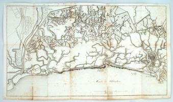 cca 1800 Velence és környékének vízrajzi térképe, a nagyobb csatornák feltüntetésével, rézmetszet, p...
