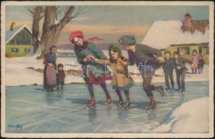 Ice skating, Meissner & Buch Serie Nr. 3415 s: Paul Hey