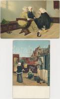 32 db RÉGI festmény reprodukciós képeslap, vegyes minőségű / 32 old artist reproduction postcards, m...