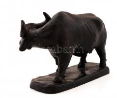 Bivaly, műgyanta?, jelzett, m:9 cm, h:12 cm