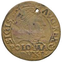 Lengyel Királyság / Litvánia-Vilnius 1547. 1Gr Ag "II. Zsigmond Ágost" aranyozott (1.96g) T:3 ly. Poland / Lithuania-Vilnius 1547. 1 Grossi Ag "Sigismund II Augustus" gilt (1.96g) C:F hole Kopicki 3281.