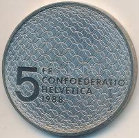 Svájc 1988B 5Fr Cu-Ni "Olimpia - Galamb és gyűrűk" T:2 Switzerland 1988B 5 Francs Cu-Ni "Olympics - Dove and Rings" C:XF
