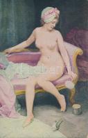 Poudre de riz, Paul Heckscher Imp. 158. / erotic art postcard s: Madrazo